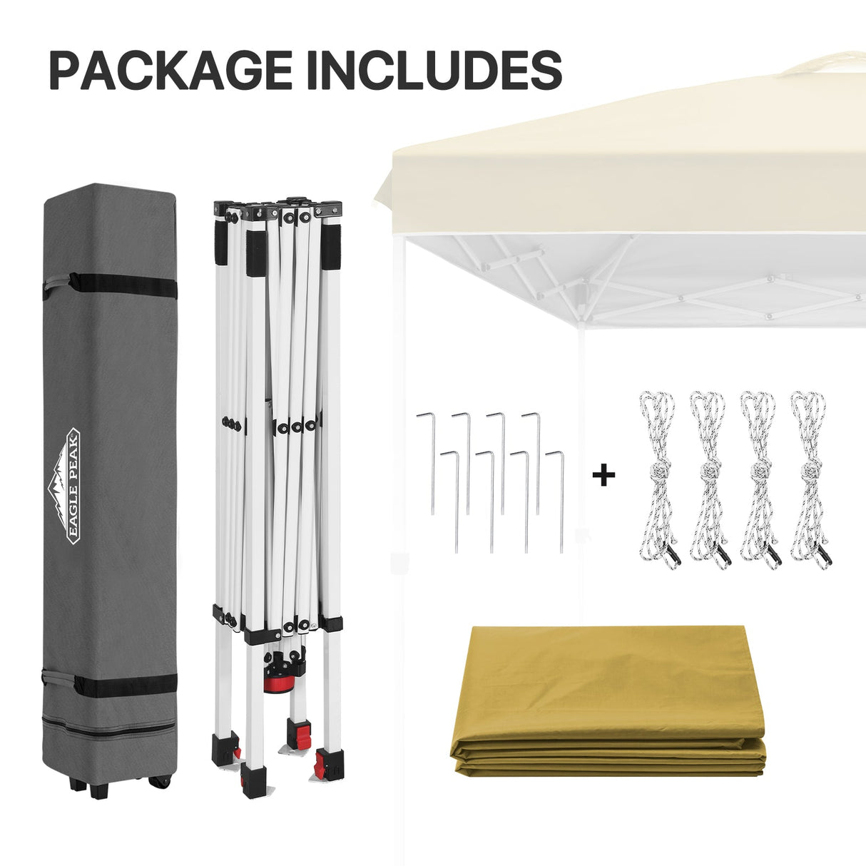 8x8 Pop Up Straight Leg Canopy with Wheeled Bag - Eagle Peak Custom Canopy Tent