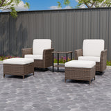 Ocean Vista Wicker Outdoor Patio Seating Set w/Swivel Rocking Chairs, 5 Pieces