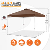 Easy Setup Straight Leg 10x10 Pop Up Canopy Tent w/ 100 sqft of Shade