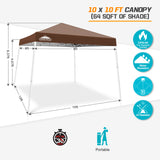 Slant Leg Pop up Canopy Tent, 10x10 Base 8x8 Top