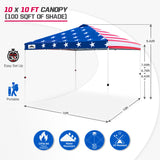 Easy Setup Straight Leg 10x10 Pop Up Canopy Tent w/ 100 sqft of Shade