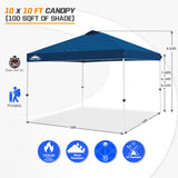 Easy Setup Straight Leg 10x10 Pop Up Canopy Tent w/ 100 sqft of Shade