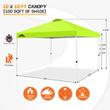 Easy Setup Straight Leg 10x10 Pop Up Canopy Tent w/ 100 sqft of Shade