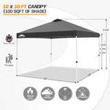 Easy Setup Straight Leg 10x10 Pop Up Canopy Tent w/ 100 sqft of Shade