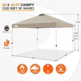 Easy Setup Straight Leg 10x10 Pop Up Canopy Tent w/ 100 sqft of Shade