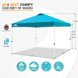 Easy Setup Straight Leg 10x10 Pop Up Canopy Tent w/ 100 sqft of Shade