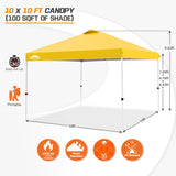 Easy Setup Straight Leg 10x10 Pop Up Canopy Tent w/ 100 sqft of Shade