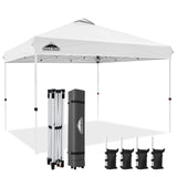 Pop Up Canopy Tent with Wheeled Carry Bag, 8 Stakes, 4 Ropes, 4 Weight Bags, 12x12 ft - Eagle Peak Custom Canopy Tent