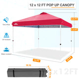 Pop Up Canopy Tent with Wheeled Carry Bag, 8 Stakes, 4 Ropes, 4 Weight Bags, 12x12 ft - Eagle Peak Custom Canopy Tent