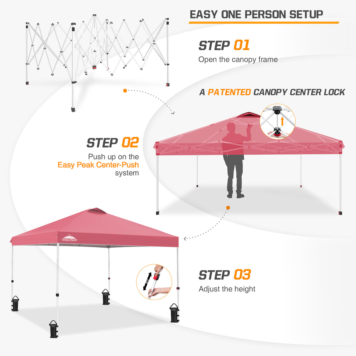 Easy Setup Straight Leg 10x10 Pop Up Canopy Tent w/ 100 sqft of Shade