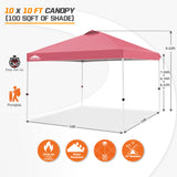 Easy Setup Straight Leg 10x10 Pop Up Canopy Tent w/ 100 sqft of Shade