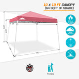 Slant Leg Pop up Canopy Tent, 10x10 Base 8x8 Top