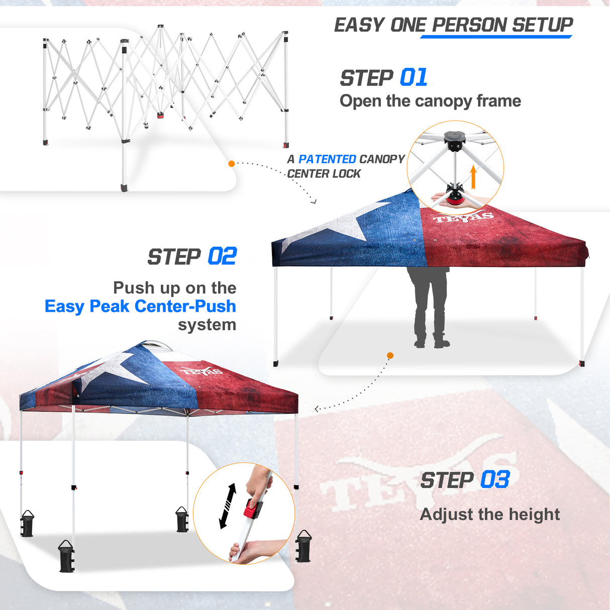 Easy Setup Straight Leg 10x10 Pop Up Canopy Tent Graphix Top w/ 100 sqft of Shade