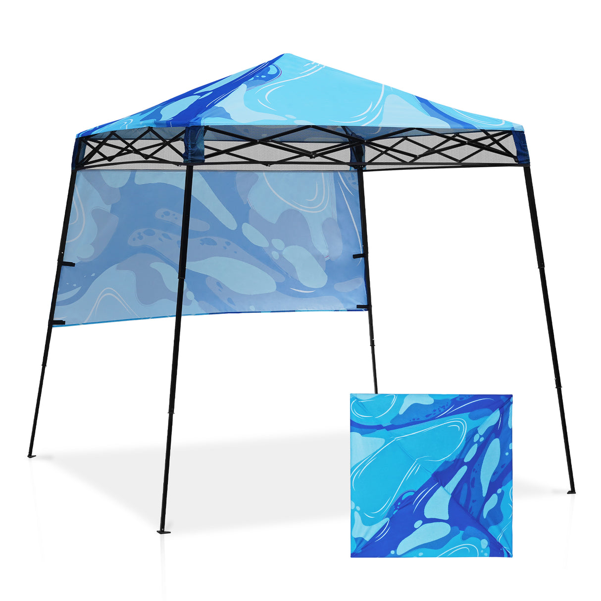 8x8 Backpack Pop Up Canopy Tent w/ Sidewall 8x8 Base 6x6 Top,Unique Printing Fabric