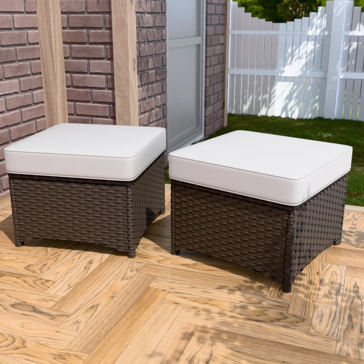 Azure Bay 2 Piece Wicker Patio Ottoman Set - Eagle Peak Custom Canopy Tent