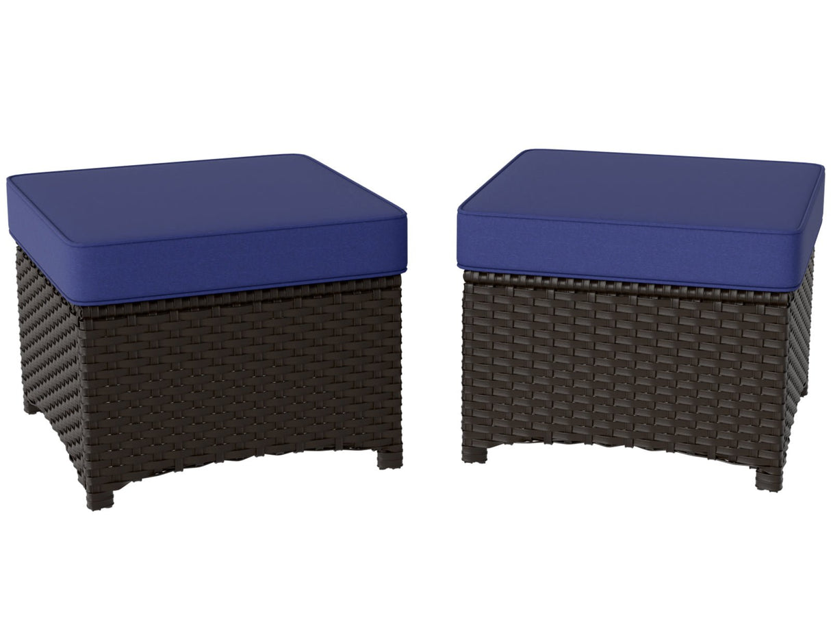 Azure Bay 2 Piece Wicker Patio Ottoman Set - Eagle Peak Custom Canopy Tent