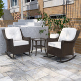 Azure Bay 3 Piece Outdoor Wicker Set, Rocking Chairs with Side Table - Eagle Peak Custom Canopy Tent