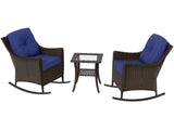 Azure Bay 3 Piece Outdoor Wicker Set, Rocking Chairs with Side Table - Eagle Peak Custom Canopy Tent