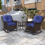 Azure Bay 3 Piece Outdoor Wicker Set, Rocking Chairs with Side Table - Eagle Peak Custom Canopy Tent