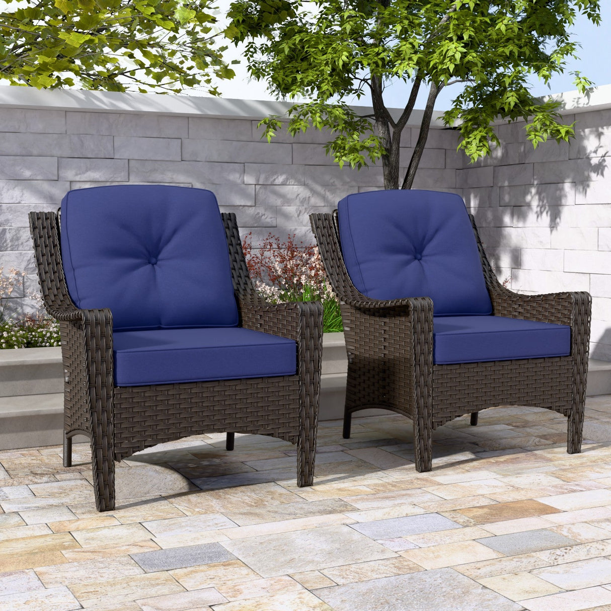 Azure Bay Set of 2 Outdoor Wicker Patio Chairs - Eagle Peak Custom Canopy Tent