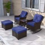 Azure Bay Wicker Outdoor Patio Furniture Set w/Rocking Chairs, 5 Pieces - Eagle Peak Custom Canopy Tent