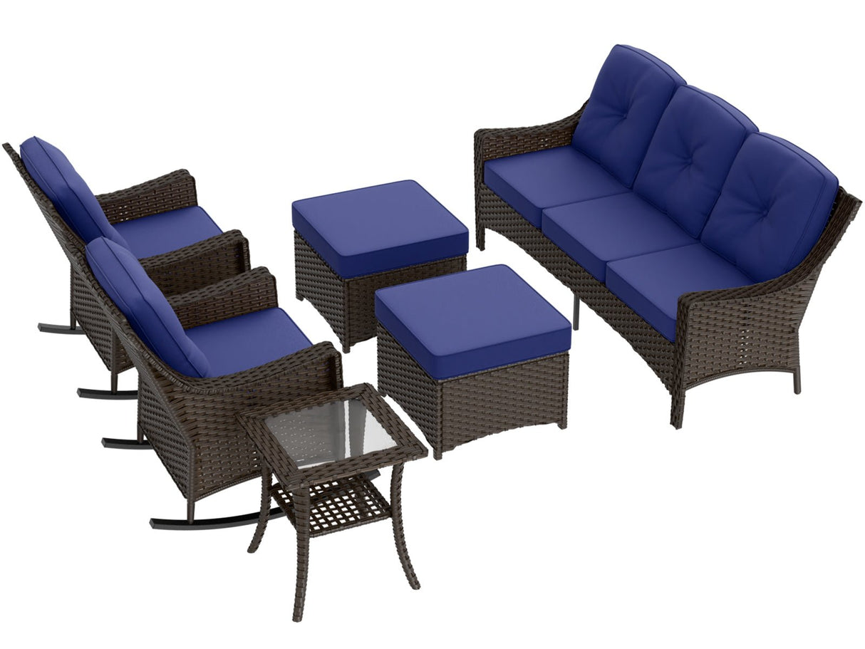 Azure Bay Wicker Outdoor Patio Furniture Set w/Single Chairs, 6 Pieces - Eagle Peak Custom Canopy Tent