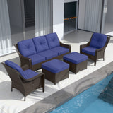 Azure Bay Wicker Outdoor Patio Furniture Set w/Single Chairs and Sofa, 5 Pieces - Eagle Peak Custom Canopy Tent