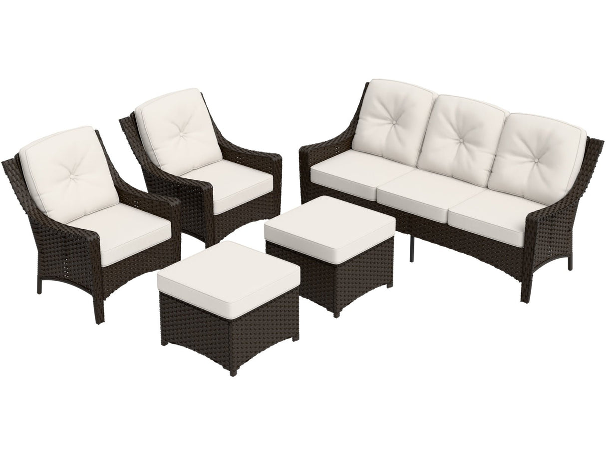 Azure Bay Wicker Outdoor Patio Furniture Set w/Single Chairs and Sofa, 5 Pieces - Eagle Peak Custom Canopy Tent