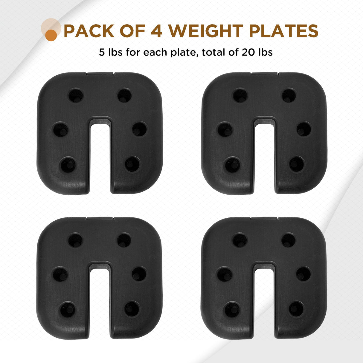 Canopy Weight Plates 4 - Set for Pop up Canopy, Tent, Gazebo, Umbrellas, Tent Weights for Legs, 20 lbs, Black - Eagle Peak Custom Canopy Tent