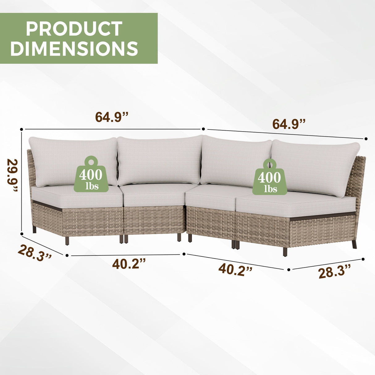 Coastal Vista Curved Outdoor Wicker Sofa, Seats 4 - Eagle Peak Custom Canopy Tent