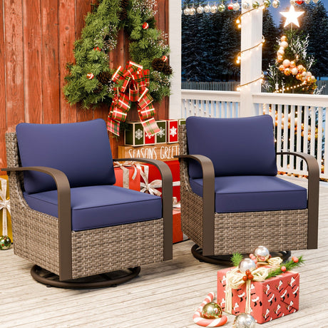 Coastal Vista Outdoor Swivel Wicker Rocker Chairs, Contains 2 Chairs - Eagle Peak Custom Canopy Tent