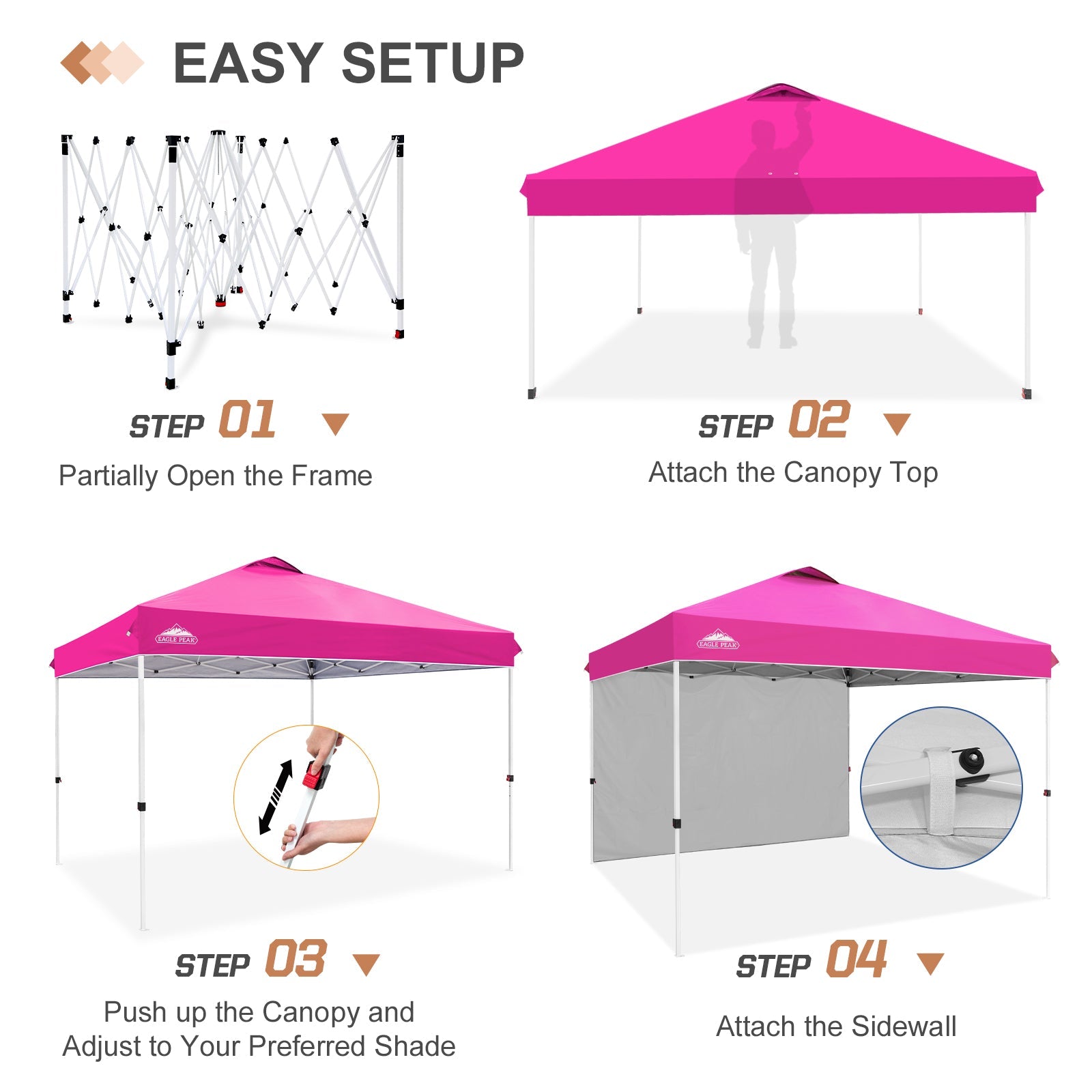 Commercial Pop up Canopy with 1 Sidewall Heavy Duty Canopy Tent 12x12 Eagle Peak Custom Canopy Tent