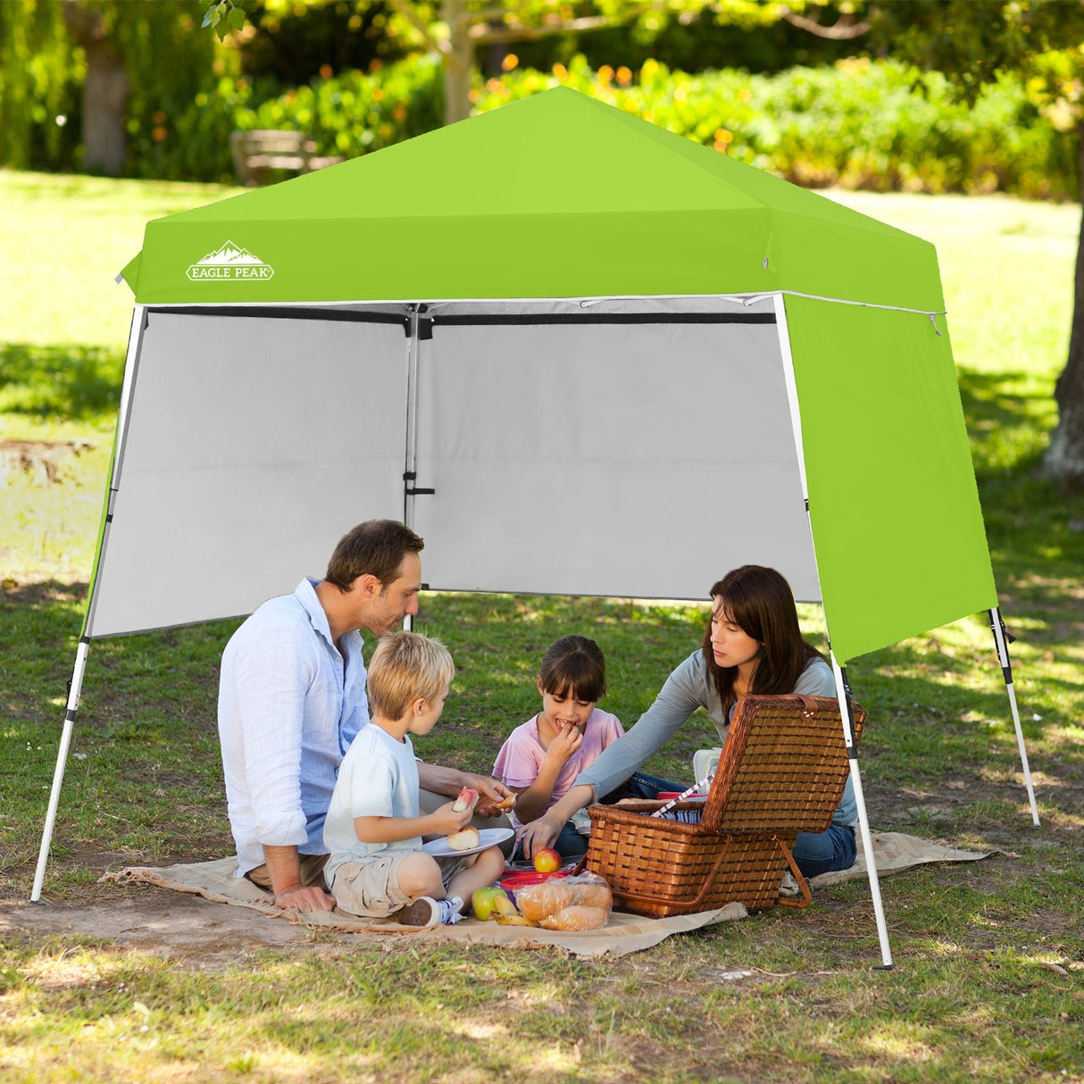 Day Tripper 8x8 Aluminum Super - Lightweight Slant Leg Pop Up Canopy with 3 Removable Walls - Eagle Peak Custom Canopy Tent