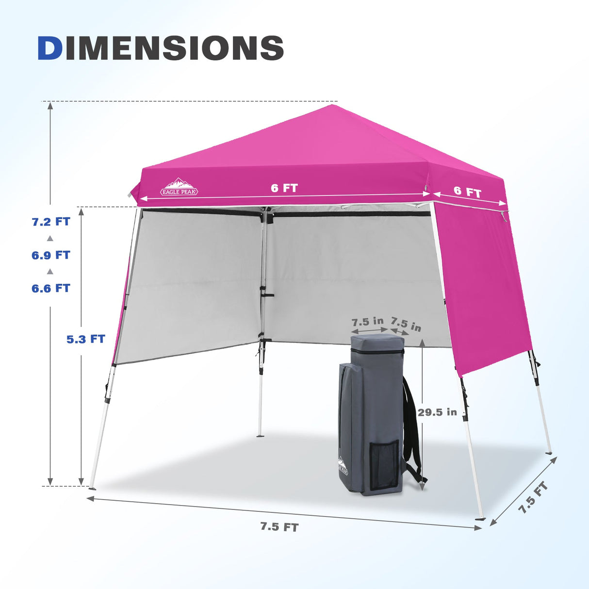 Day Tripper 8x8 Aluminum Super - Lightweight Slant Leg Pop Up Canopy with 3 Removable Walls - Eagle Peak Custom Canopy Tent