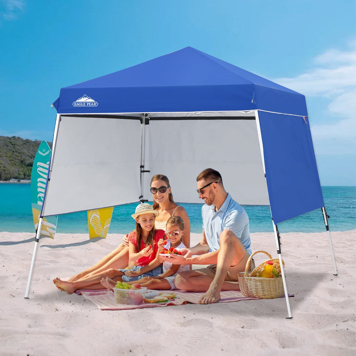 Day Tripper 8x8 Aluminum Super - Lightweight Slant Leg Pop Up Canopy with 3 Removable Walls - Eagle Peak Custom Canopy Tent