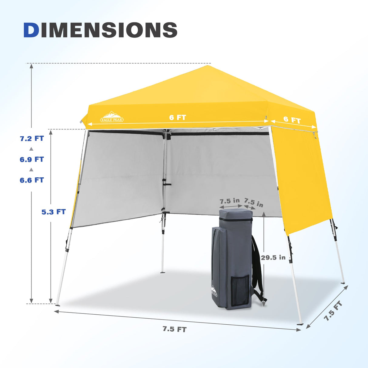 Day Tripper 8x8 Aluminum Super - Lightweight Slant Leg Pop Up Canopy with 3 Removable Walls - Eagle Peak Custom Canopy Tent