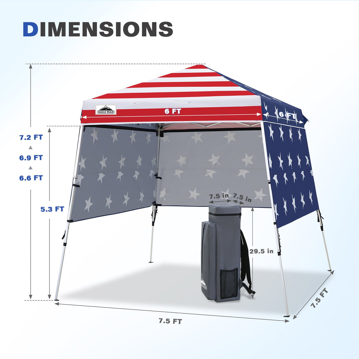 Day Tripper 8x8 Aluminum Super - Lightweight Slant Leg Pop Up Canopy with 3 Removable Walls - Eagle Peak Custom Canopy Tent