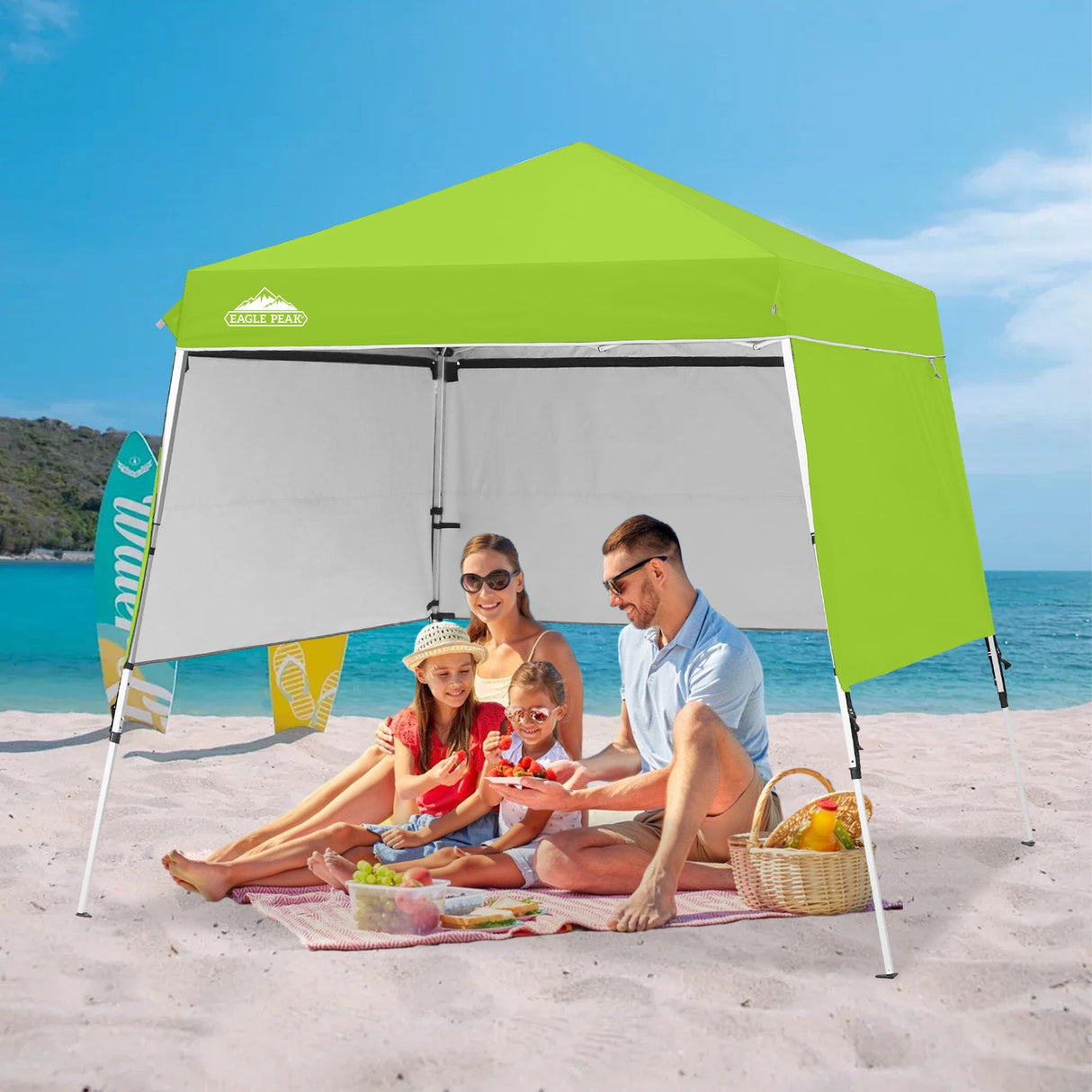 Day Tripper 8x8 Aluminum Super - Lightweight Slant Leg Pop Up Canopy with 3 Removable Walls - Eagle Peak Custom Canopy Tent