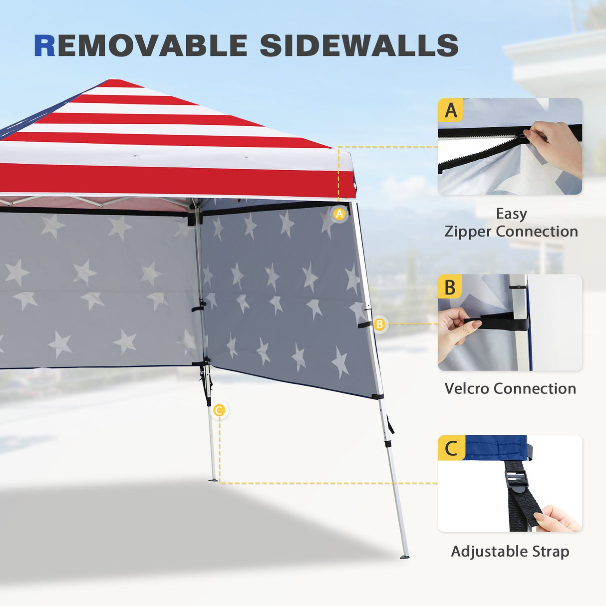 Day Tripper 8x8 Aluminum Super - Lightweight Slant Leg Pop Up Canopy with 3 Removable Walls - Eagle Peak Custom Canopy Tent