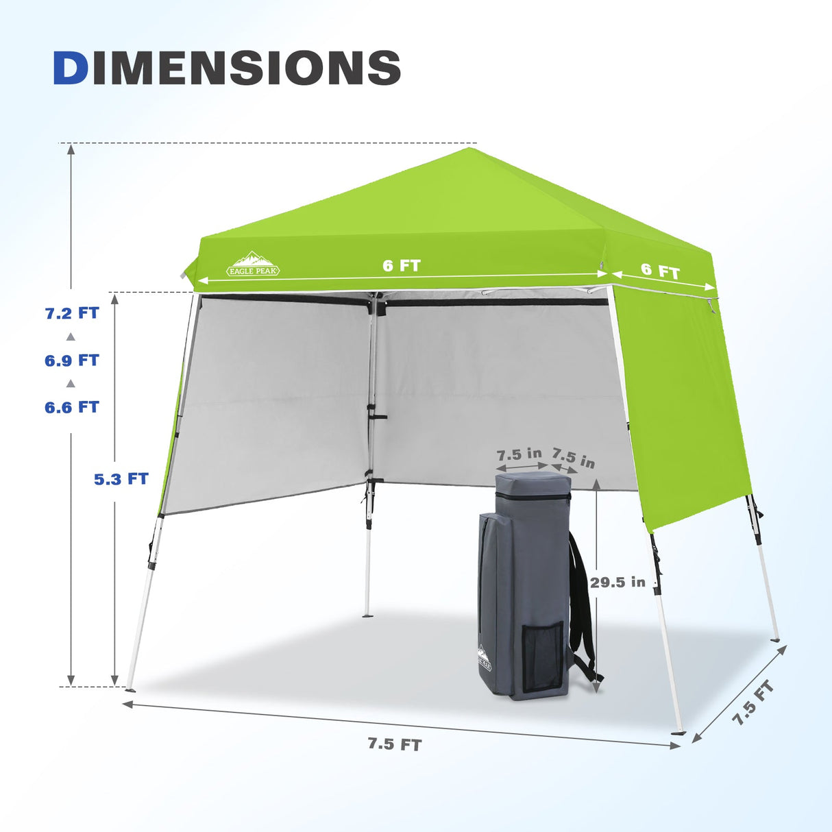 Day Tripper 8x8 Aluminum Super - Lightweight Slant Leg Pop Up Canopy with 3 Removable Walls - Eagle Peak Custom Canopy Tent