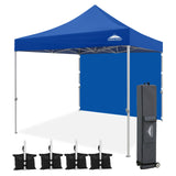 EAGLE PEAK 10x10 Heavy Duty Pop up Commercial Canopy Tent with One Removable Sidewall, Roller Bag, 4 Sandbags, White - Eagle Peak Canopy and Outdoor Products