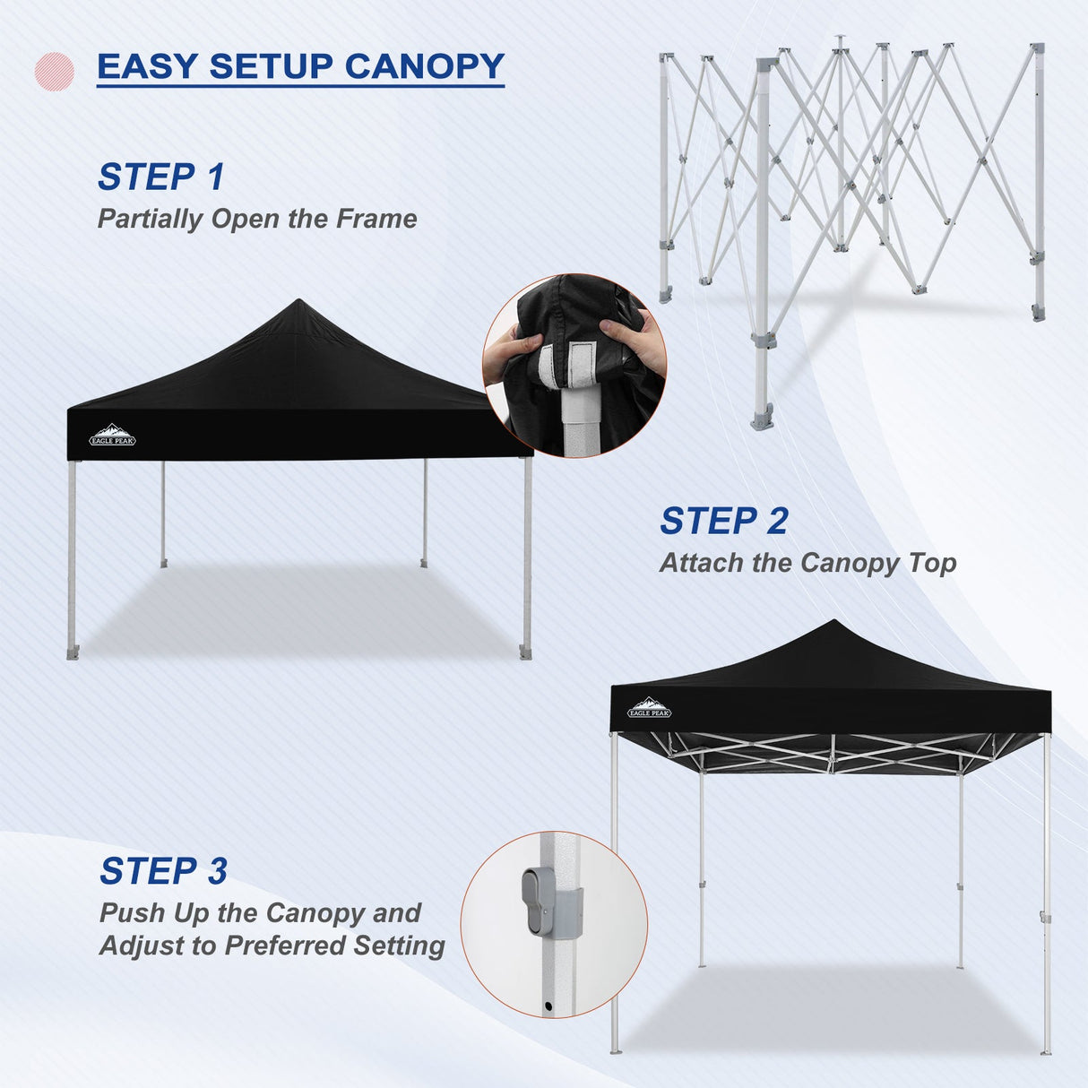 EAGLE PEAK 10x10 New Heavy Duty Pop up Commercial Canopy Tent with Roller Bag and 4 Sandbags - Eagle Peak Canopy and Outdoor Products