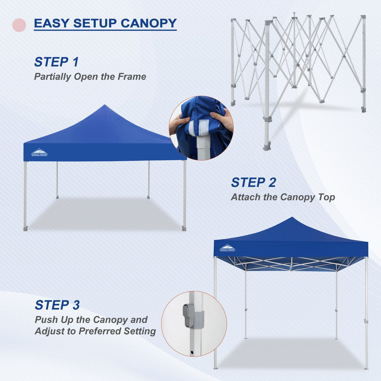 EAGLE PEAK 10x10 New Heavy Duty Pop up Commercial Canopy Tent with Roller Bag and 4 Sandbags - Eagle Peak Canopy and Outdoor Products