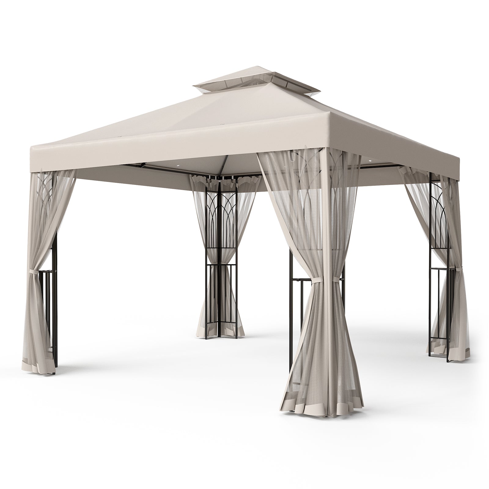 10x10 Patio Gazebo with Screen Walls and Corner Shelves