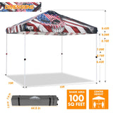 EAGLE PEAK 10x10 Pop Up Canopy, Instant Outdoor Canopy Tent, Straight Leg Pop Up Tent for Parties, Camping, The Beach and More, 100 Square Feet of Shade, Americana Skull - Eagle Peak Canopy and Outdoor Products