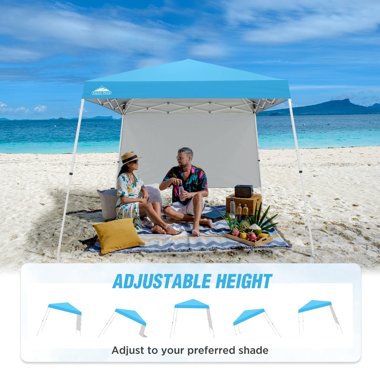 EAGLE PEAK 10x10 Pop Up Canopy Tent with Wall Panel, 10x10 Base 8x8 Top - Eagle Peak Canopy and Outdoor Products