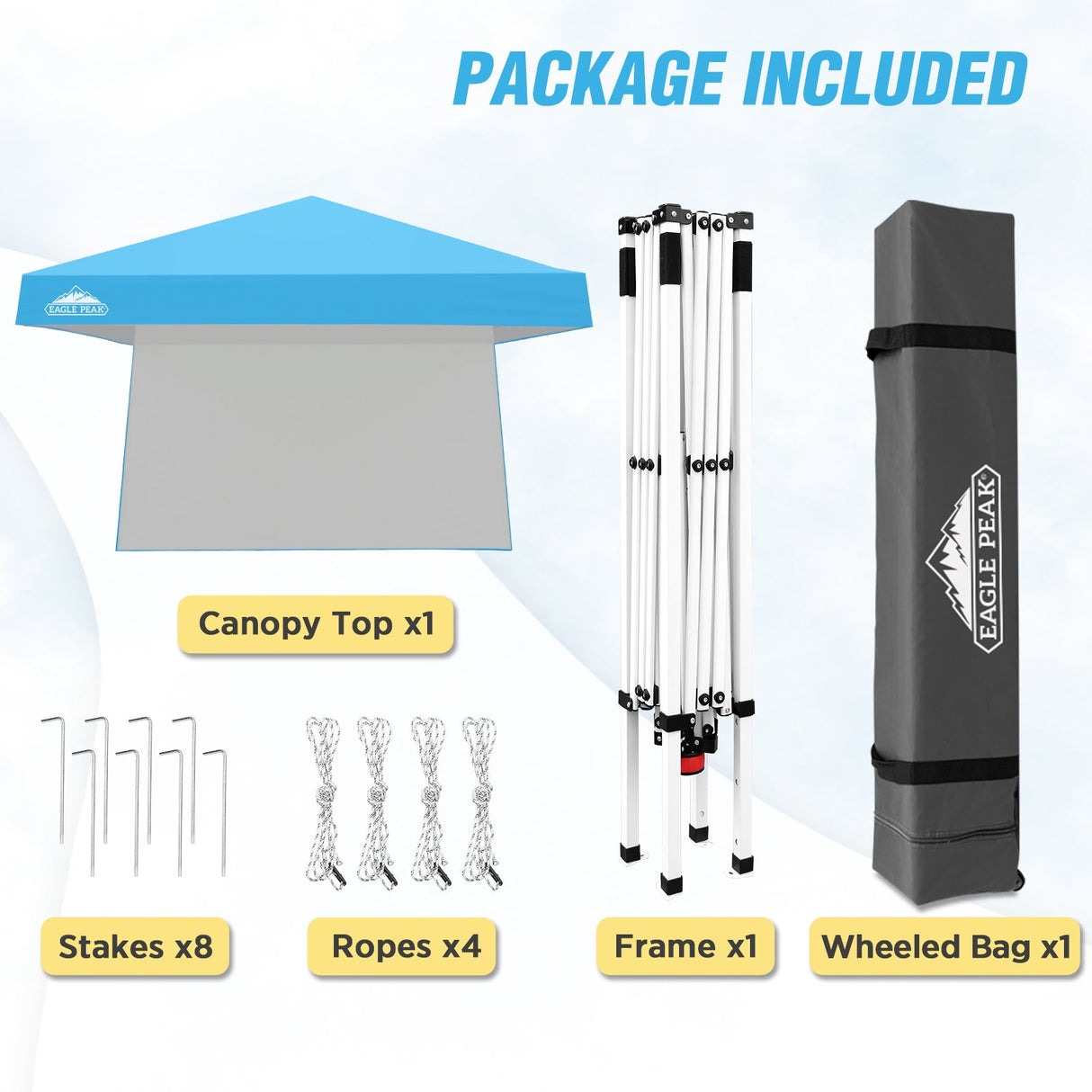 EAGLE PEAK 10x10 Pop Up Canopy Tent with Wall Panel, 10x10 Base 8x8 Top - Eagle Peak Canopy and Outdoor Products