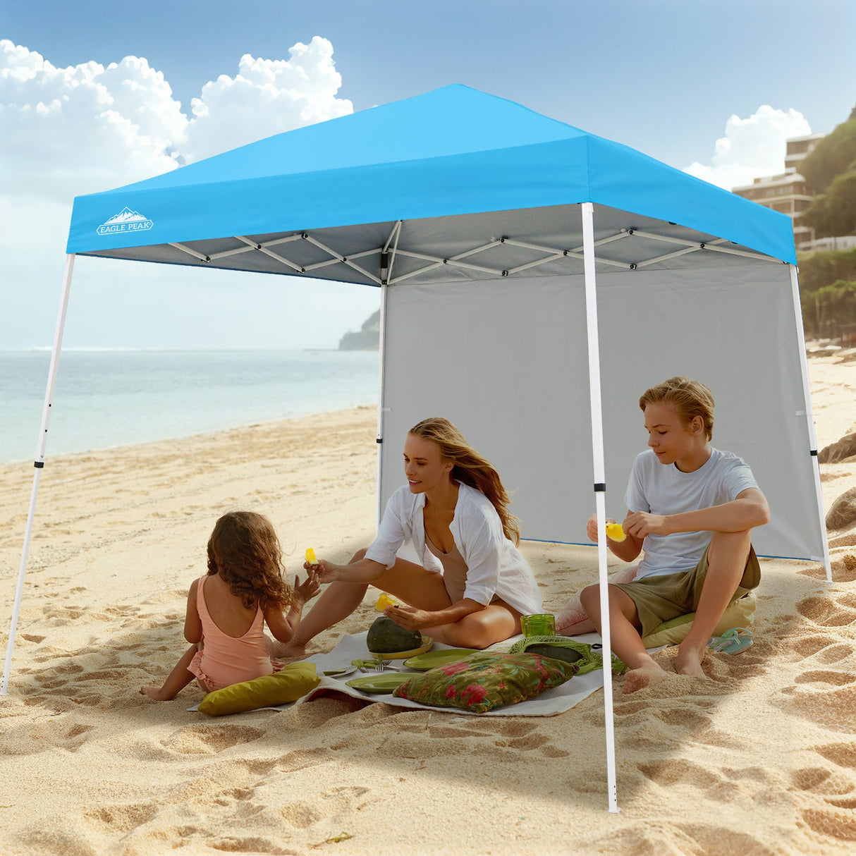 EAGLE PEAK 10x10 Pop Up Canopy Tent with Wall Panel, 10x10 Base 8x8 Top - Eagle Peak Canopy and Outdoor Products