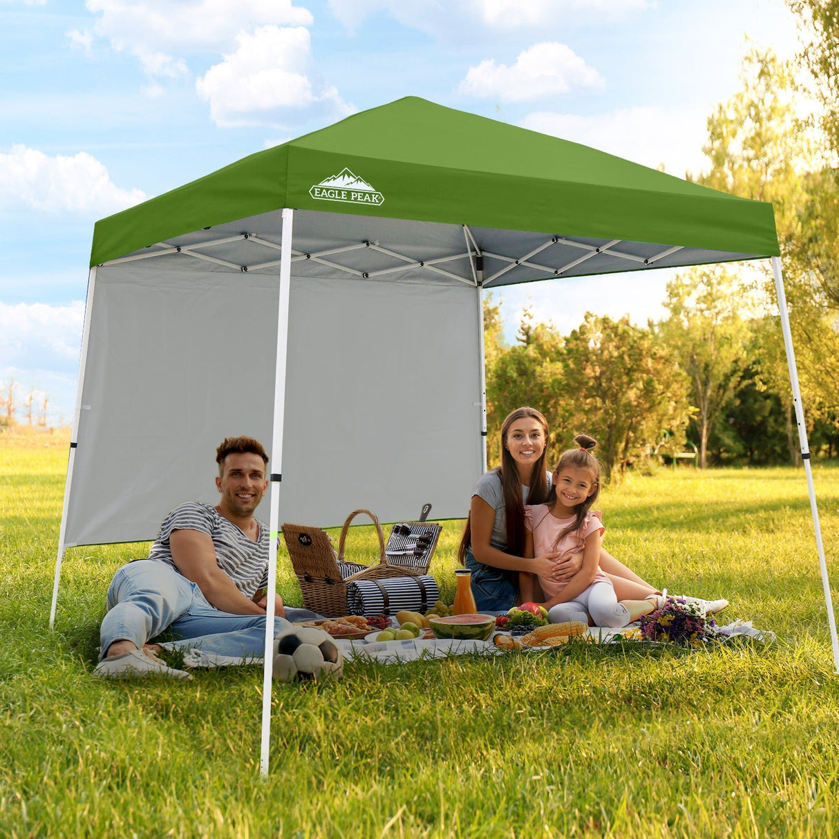 EAGLE PEAK 10x10 Pop Up Canopy Tent with Wall Panel, 10x10 Base 8x8 Top - Eagle Peak Canopy and Outdoor Products