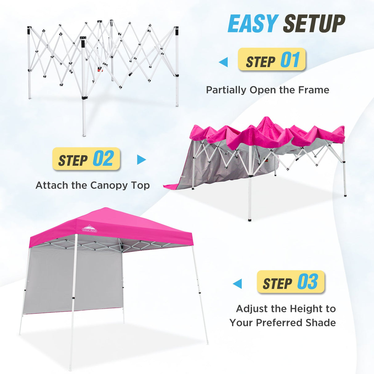 EAGLE PEAK 10x10 Pop Up Canopy Tent with Wall Panel, 10x10 Base 8x8 Top - Eagle Peak Canopy and Outdoor Products